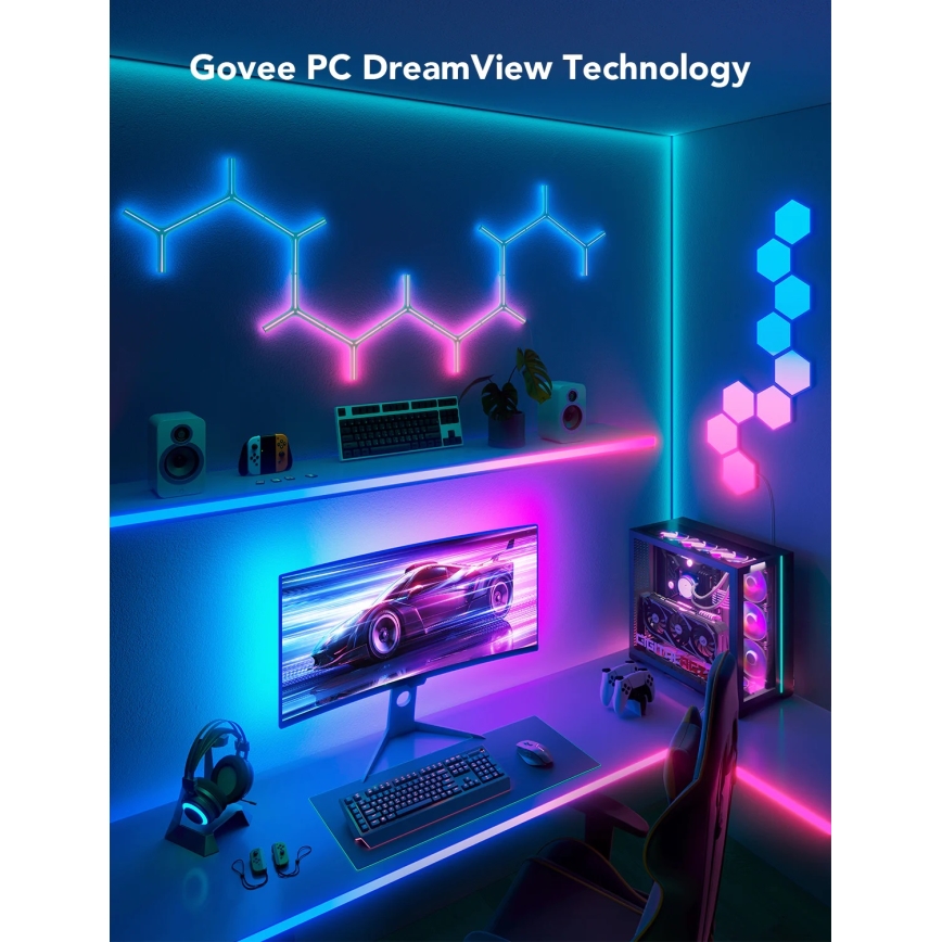 Govee - Iluminación de monitor inteligente LED RGBIC Dreamview G1 de 27-34" Wi-Fi