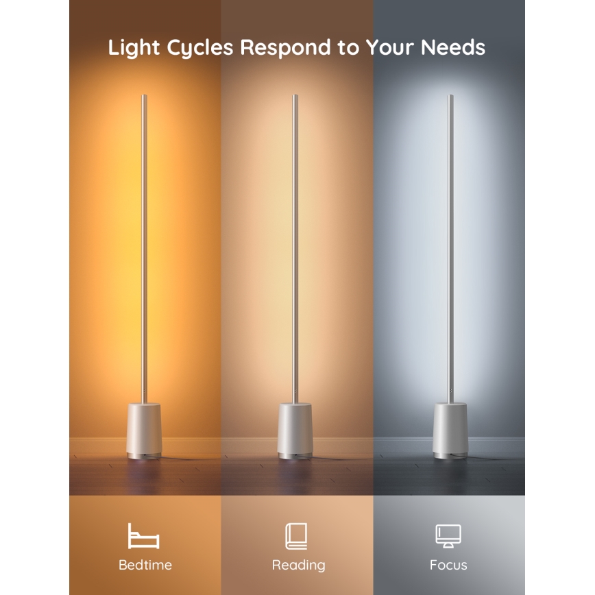 Govee - Lámpara de pie LED regulable Lyra Smart RGBICWW 2200-6500K Wi-Fi + control remoto
