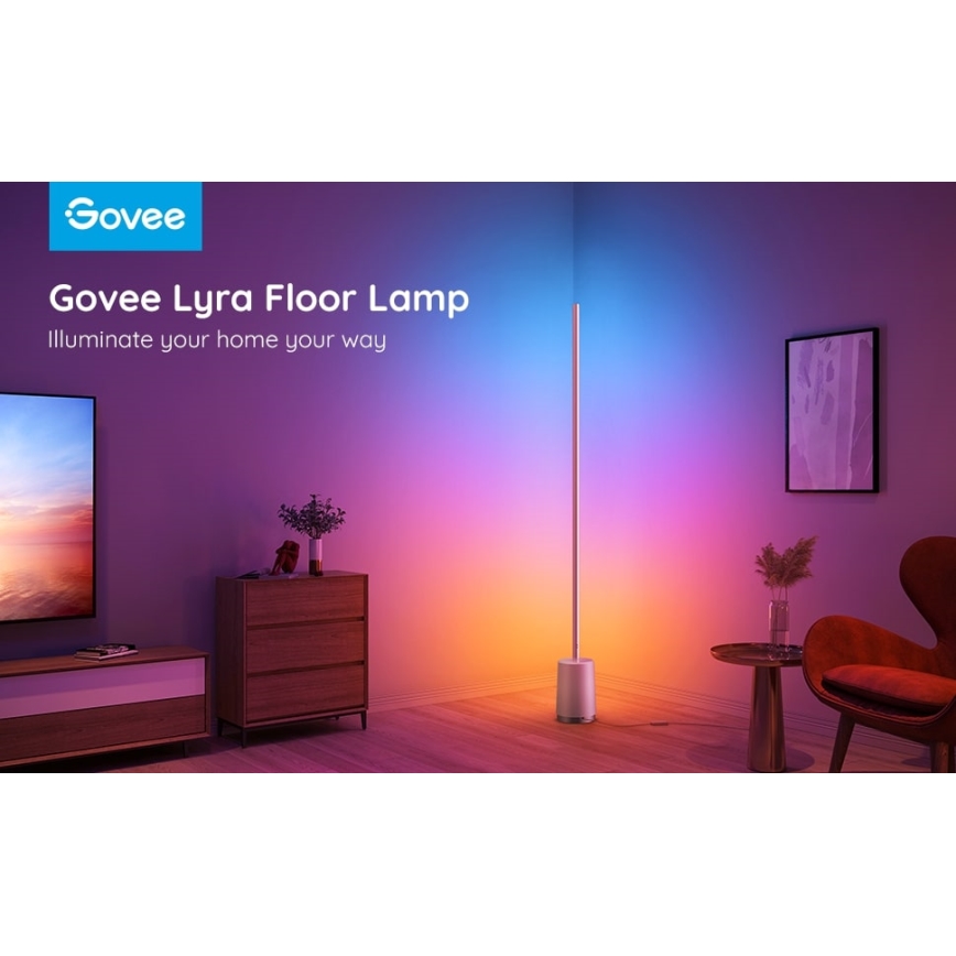 Govee - Lámpara de pie LED regulable Lyra Smart RGBICWW 2200-6500K Wi-Fi + control remoto