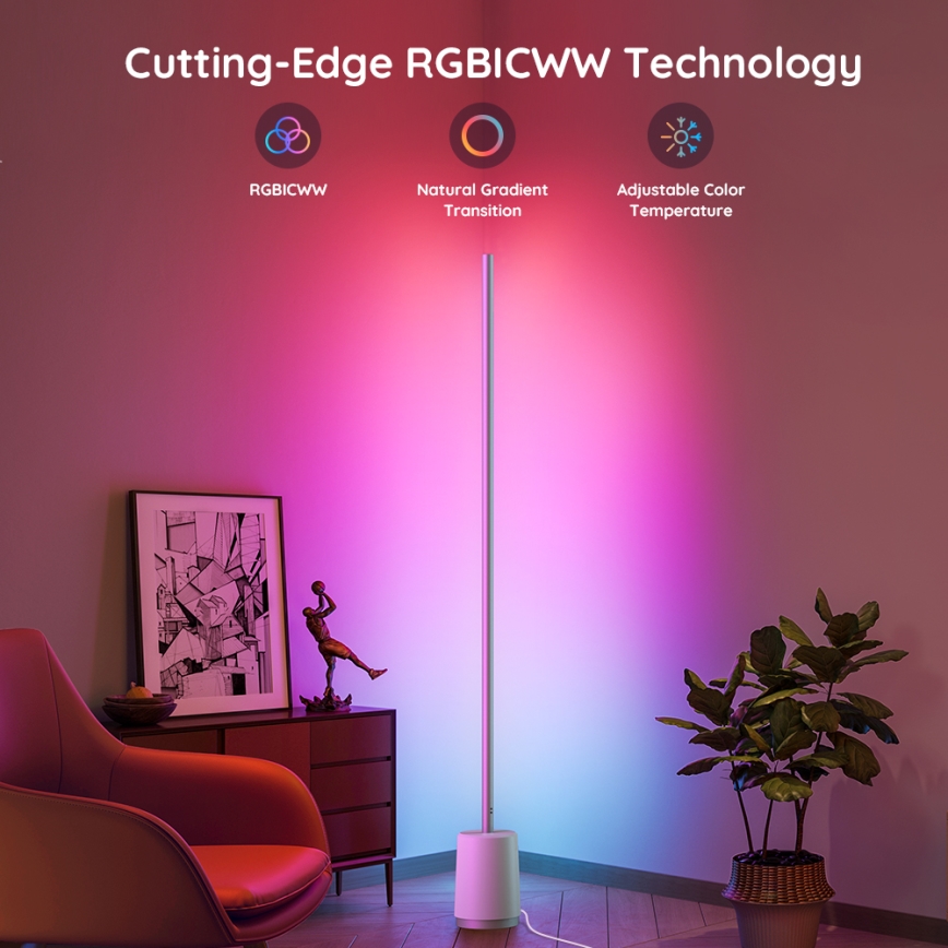 Govee - Lámpara de pie LED regulable Lyra Smart RGBICWW 2200-6500K Wi-Fi + control remoto