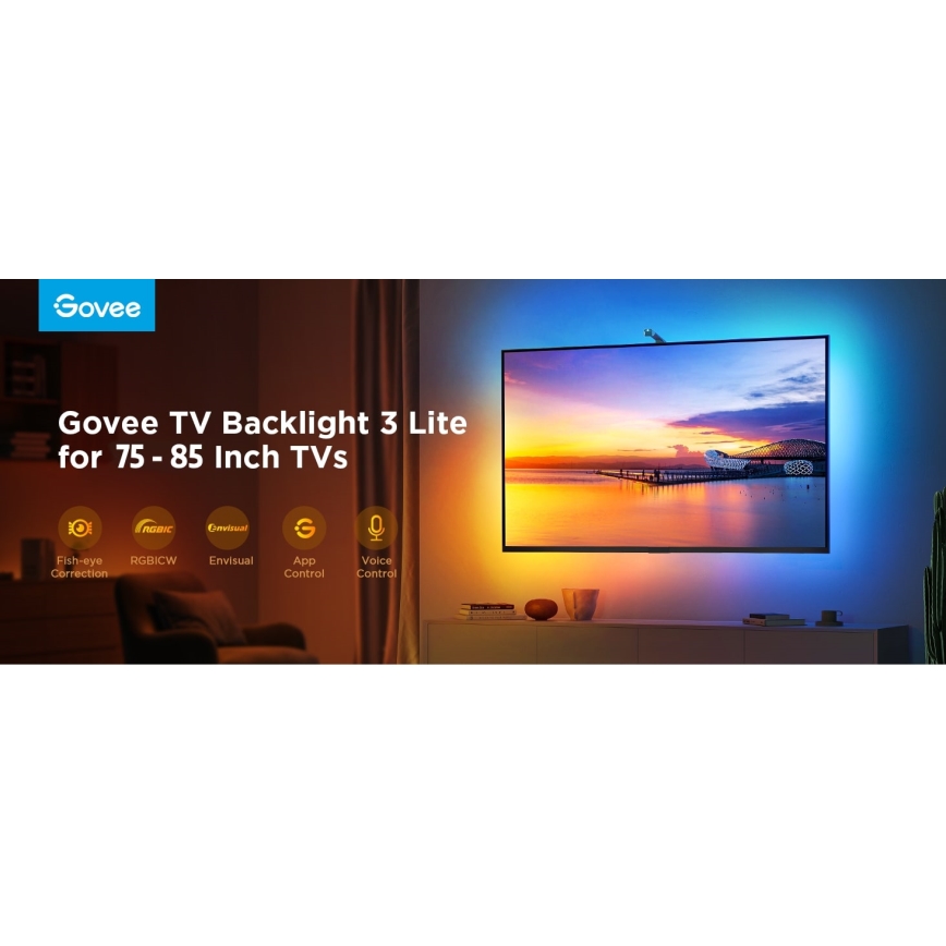 Govee - TV Backlight 3 Lite TV 75-85" SMART LED retroiluminación RGBICW Wi-Fi IP67 + control remoto