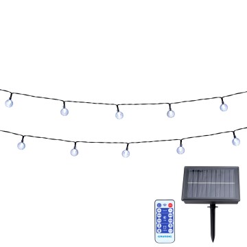 Grundig - Cadena solar LED regulable 50xLED/8 funciones 9,35m blanco cálido + control remoto