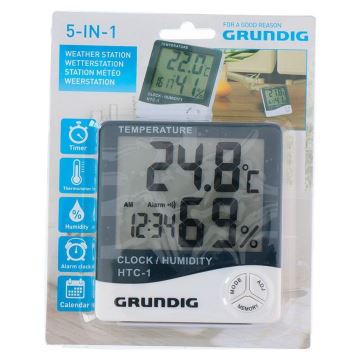 Grundig - Estación meteorológica con alarma 1xAAA