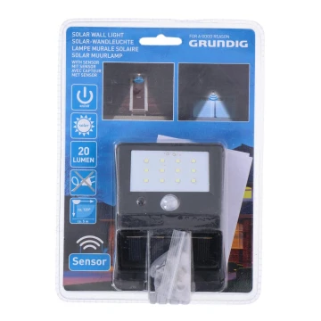 Grundig - Lámpara LED solar con sensor 1xLED/0,25W/1xAA