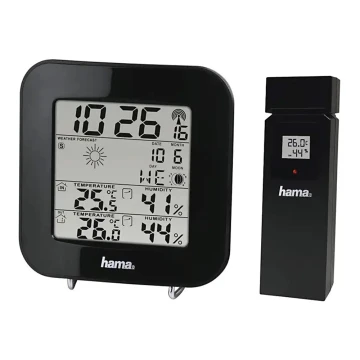 Hama - Estación meteorológica con pantalla LCD y alarma 2xAA negro