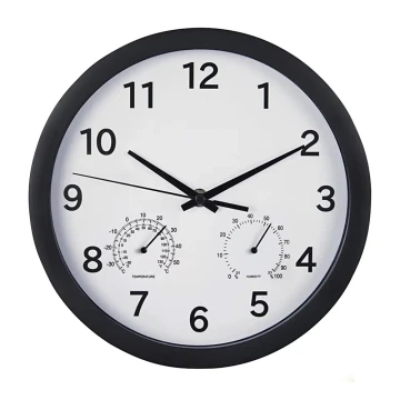 Hama - Reloj de pared con termómetro e higrómetro 1xAA negro/blanco