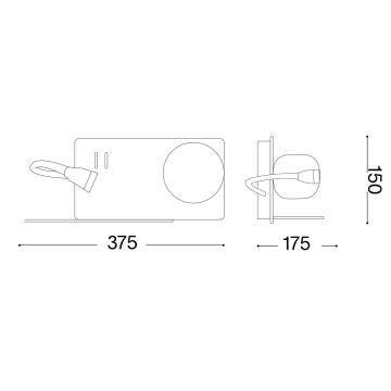 Ideal Lux - Aplique LED con flexible pequeño lámpara BOOK 1xG9/28W + LED/3W/230V USB negro