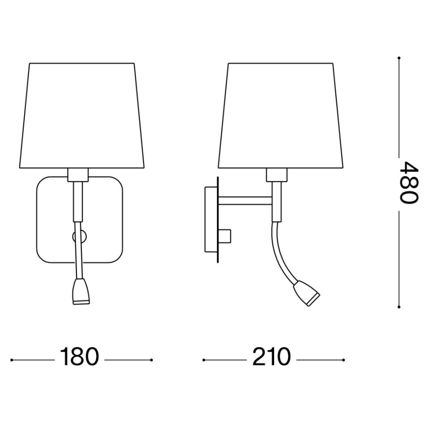 Ideal Lux - LED Aplique flexible NORDIK 1xE14/40W + LED/1,5W/230V