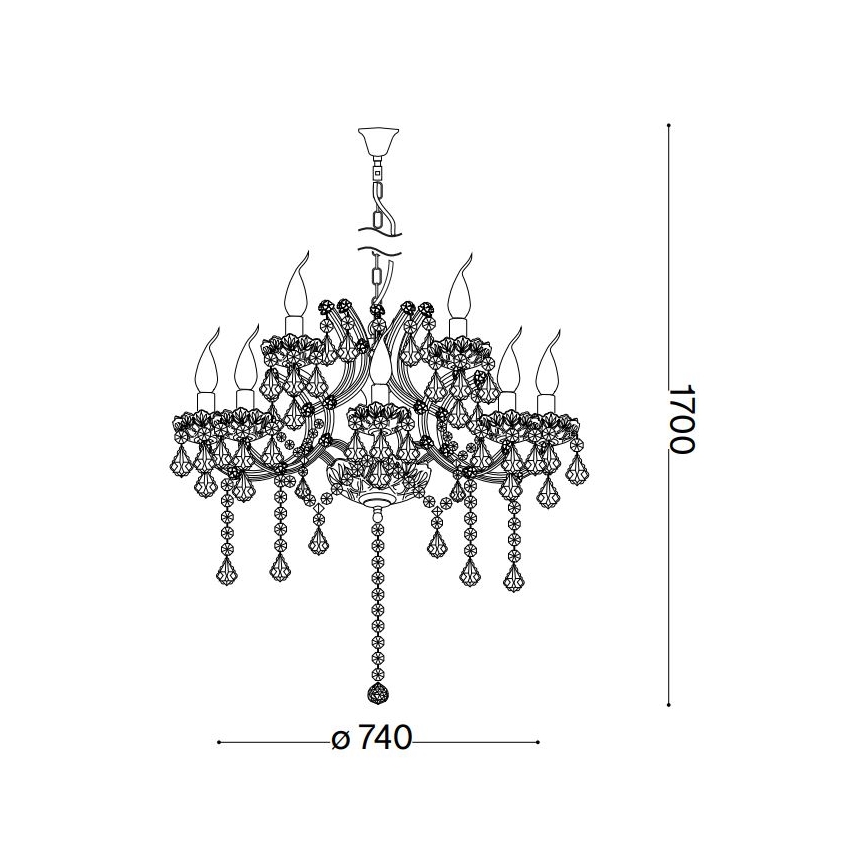 Ideal Lux - Araña de cristal NAPOLEON 12xE14/40W/230V