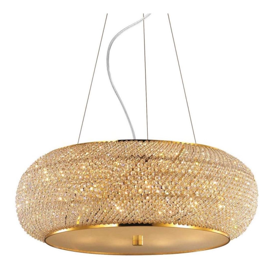 Ideal Lux - Araña de cristal PASHA 14xE14/40W/230V diá. 65 dorado