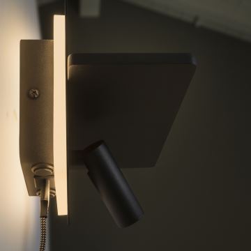 Ideal Lux - Foco LED de pared PIANO LED/11,5W/230V USB negro