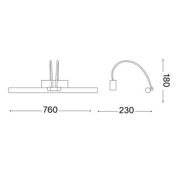 Ideal Lux - Lámpara LED de cuadro BOW LED/8W/230V 76 cm dorado