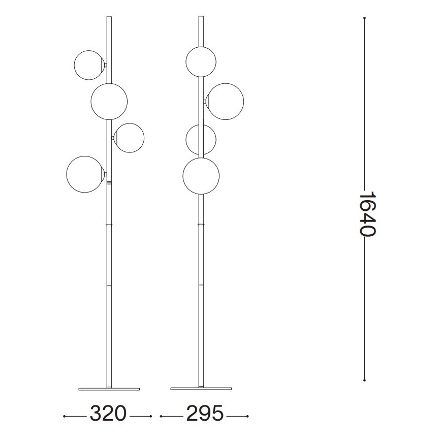 Ideal Lux - Lámpara LED de pie PERLAGE 4xG9/3W/230V negro