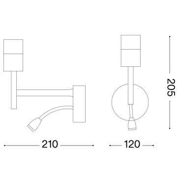 Ideal Lux - Lámpara LED flexible con soporte SET UP 1xE27/42W + LED/3W/230V CRI 90 USB cromo