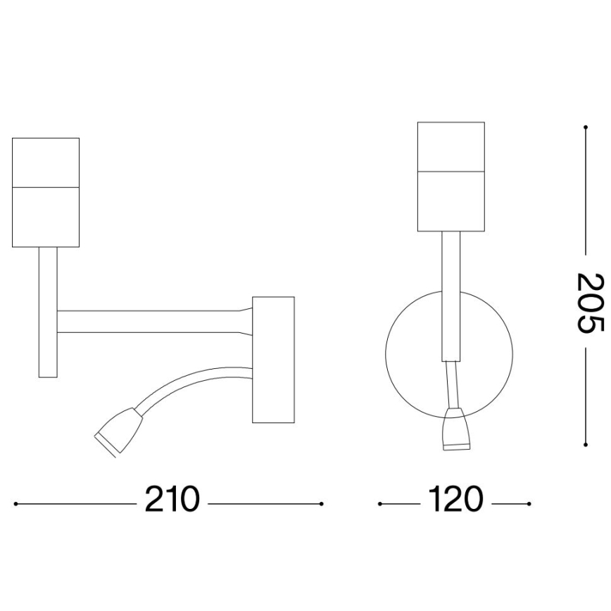 Ideal Lux - Lámpara LED flexible con soporte SET UP 1xE27/42W + LED/3W/230V CRI 90 USB cromo