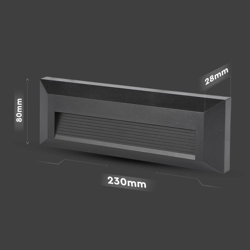 Iluminación de escalera LED exterior LED/3W/230V IP65 4000K negro