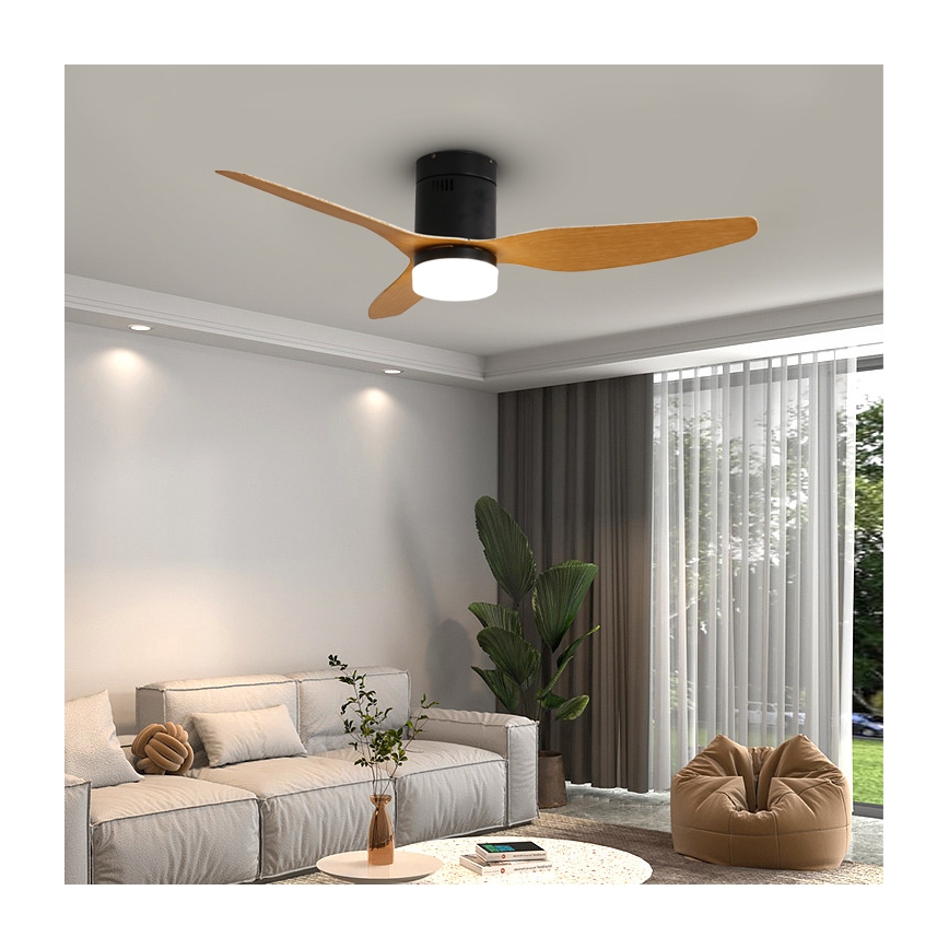 Immax NEO 07142-B - Ventilador de techo LED NEO LITE VENTO LED/18W/230V Tuya Wi-Fi negro/madera + mando a distancia