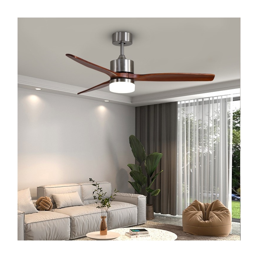 Immax NEO 07165-S - Ventilador de techo LED ELEGANTE LED/18W/230V roble Wi-Fi Tuya + control remoto