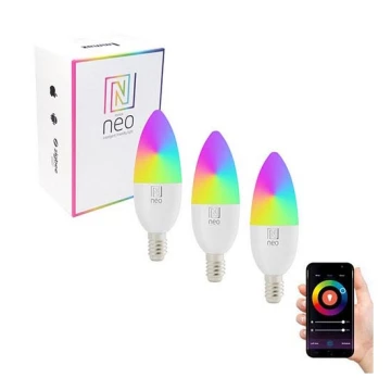 Immax NEO 07716C - SET 3x LED RGB+CCT Bombilla regulable E14/5,5W/230V Wi-Fi Tuya 2700K