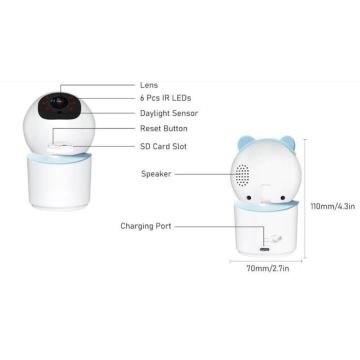 Immax NEO 07788L - Cámara inteligente con sensor 355° 50° P/T 4MP Wi-Fi Tuya azul