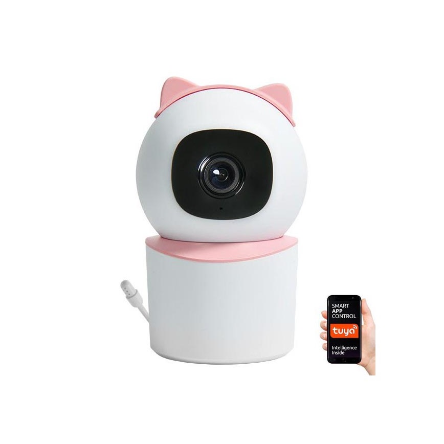 Immax NEO 07789L - Cámara inteligente con sensor 355° 50° P/T 4MP Wi-Fi Tuya rosa