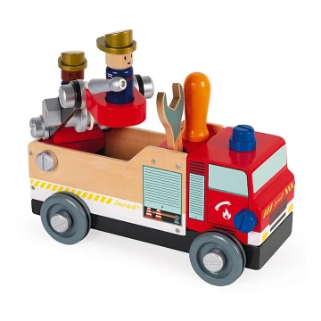 Janod - Juego de construcción de madera BRICOKIDS camión de bomberos