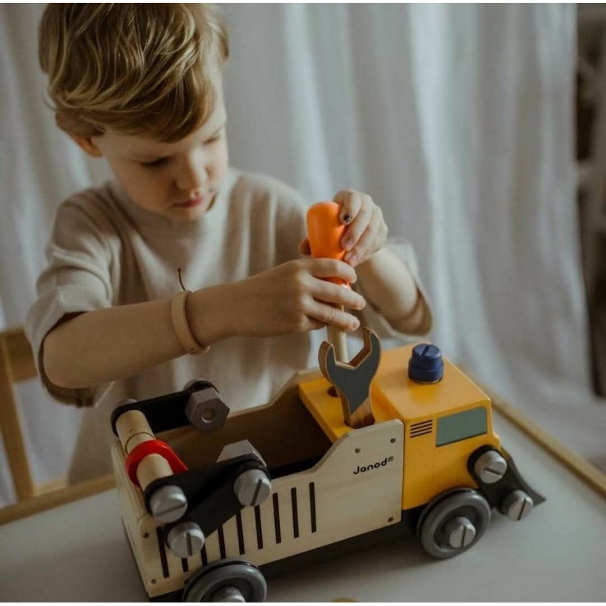 Janod - Juego de construcción de madera BRICOKIDS camión