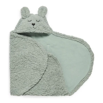 Jollein - Manta para envolver al bebé fleece Bunny 100x105 cm Ash Green