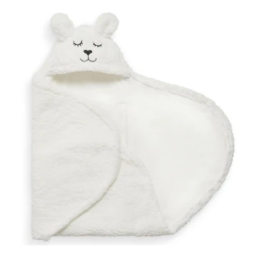 Jollein - Manta para envolver al bebé fleece Bunny 100x105 cm Off White