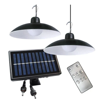 JUEGO 2x Lámpara solar colgante LED regulable con sensor crepuscular LED/6W/3,7V 2000 mAh IP44 + mando a distancia