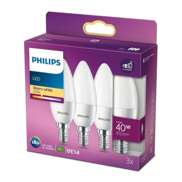 JUEGO 3x Bombillas LED Philips B35 E14/5,5W/230V 2700K