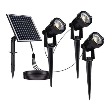 JUEGO 3x Lámpara solar LED para exteriores 3xLED/1,2W/3,7V IP65 3000K