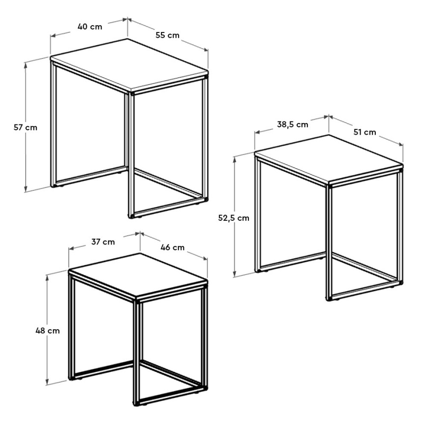 JUEGO 3x Mesa de centro negro