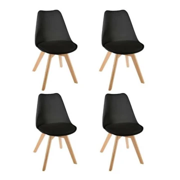 JUEGO 4x Sillas de comedor BAYA haya/negro