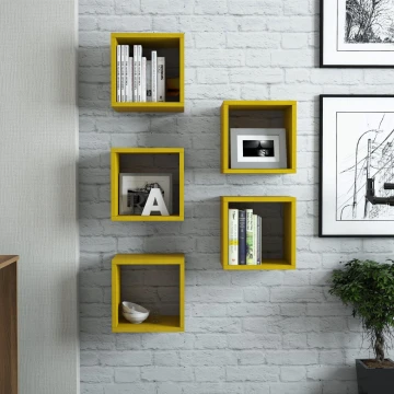 JUEGO 5x Estante de pared BOX amarillo