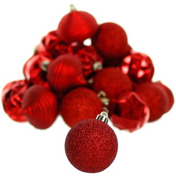 Juego de adornos navideños 30 piezas rojo