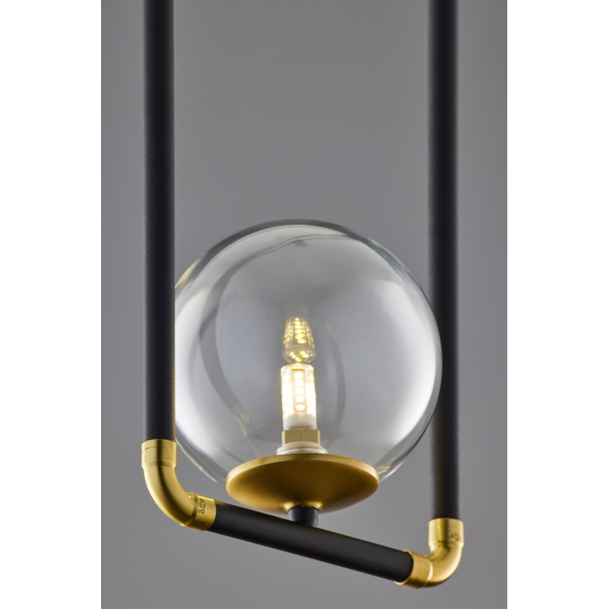 Jupiter 2023 - Lámpara colgante ZAFRA 1xG9/10W/230V negro/dorado/transparente