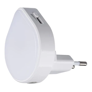 Kanlux 37396 - Luz de orientación LED regulable con sensor crepuscular para enchufe ULOV LED/0,5W/230V blanco