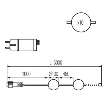 Cadena decorativa LED para exteriores GUIRNALDA STONO 10xLED/10W/230V 6m IP67