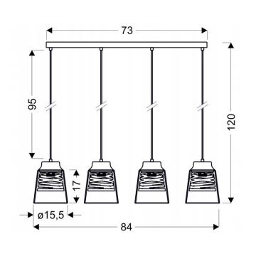 Lámpara Araña FRESNO 4xE27/60W/230V