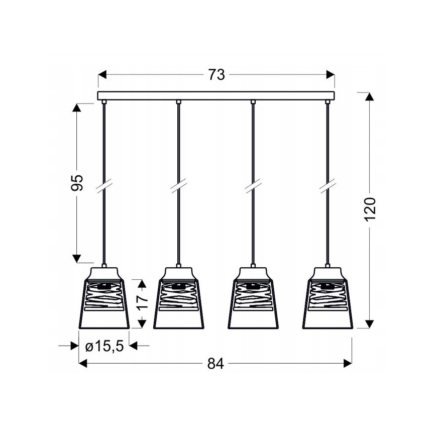 Lámpara Araña FRESNO 4xE27/60W/230V