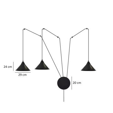 Lámpara colgante ABRAMO 3xE27/15W/230V negro