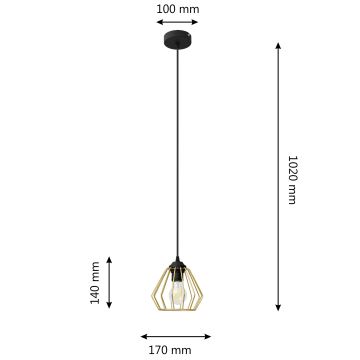 Lámpara colgante AGAT 1xE27/60W/230V dorado/negro