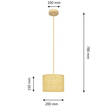 Lámpara colgante ALBA 1xE27/60W/230V diá. 20 cm ratán