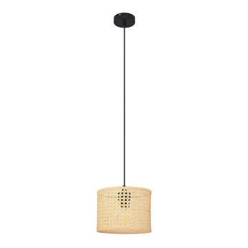 Lámpara colgante ALBA 1xE27/60W/230V diá. 20 cm ratán/negro