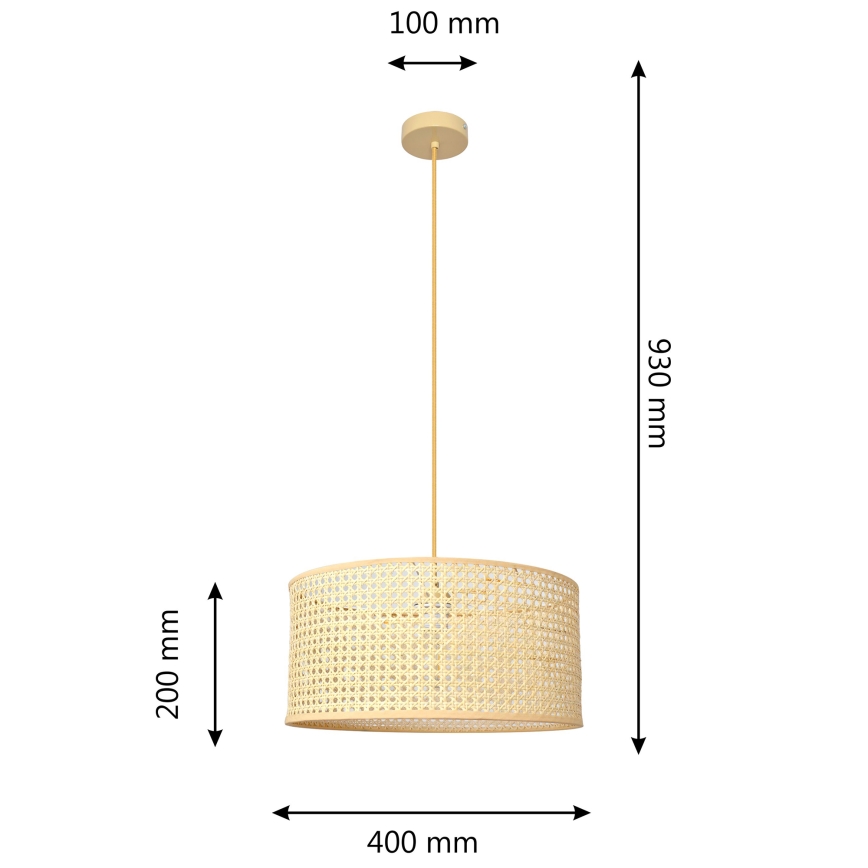 Lámpara colgante ALBA 1xE27/60W/230V diá. 40 cm ratán