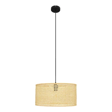 Lámpara colgante ALBA 1xE27/60W/230V diá. 40 cm ratán/negro