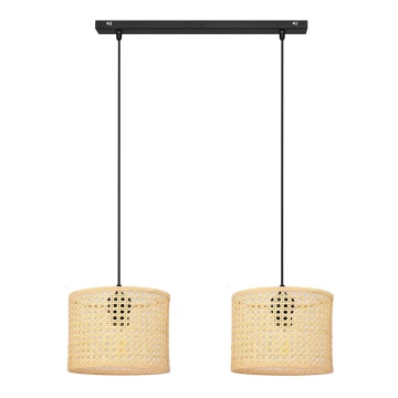 Lámpara colgante ALBA 2xE27/60W/230V ratán/negro