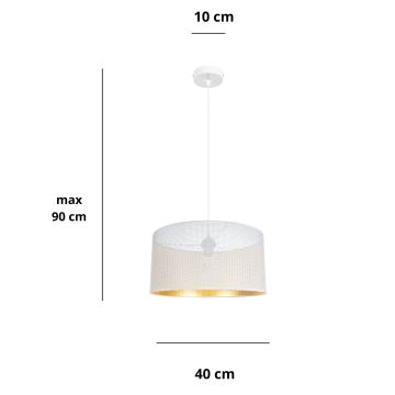 Lámpara colgante ALDO 1xE27/60W/230V diá. 40 cm blanco