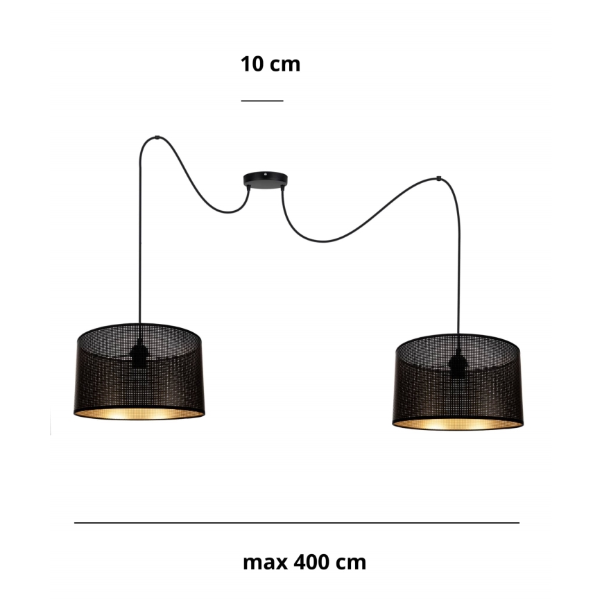 Lámpara colgante ALDO 2xE27/60W/230V negro